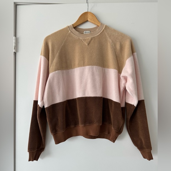DONNI. Terry Tri-Color Crew Sweatshirt Size XS - Picture 3 of 7